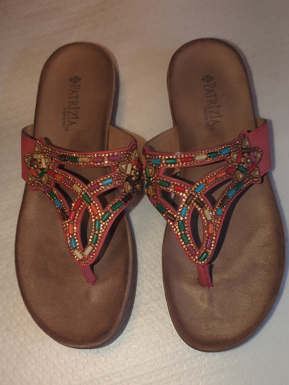 Patrizia Coral Beaded Thong Sandals for Women